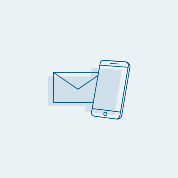 An illustration showing a letter and a smartphone. 