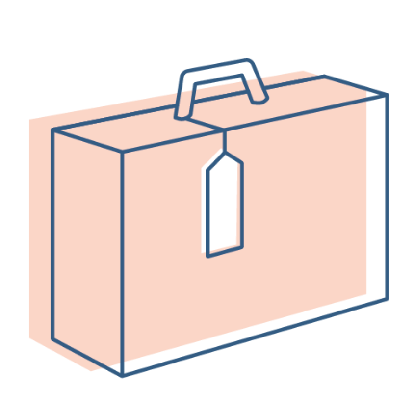 An illustration showing a packed suitcase.  