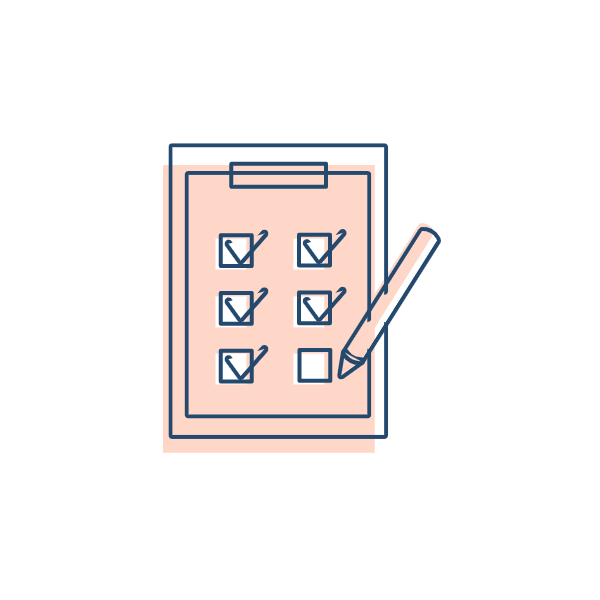An illustration showing a partially checked off checklist. 