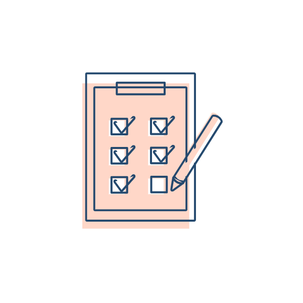 An illustration showing a partially checked off checklist.